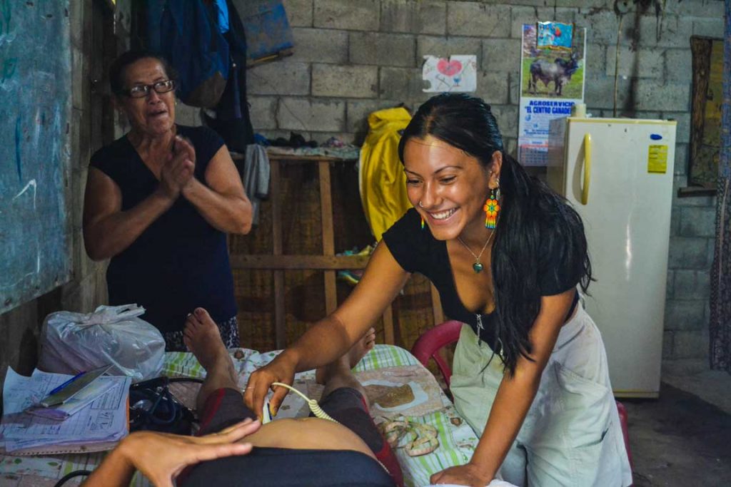 The miracle of life, midwives hear for the first time the heart beating of a pregnant woman in a community